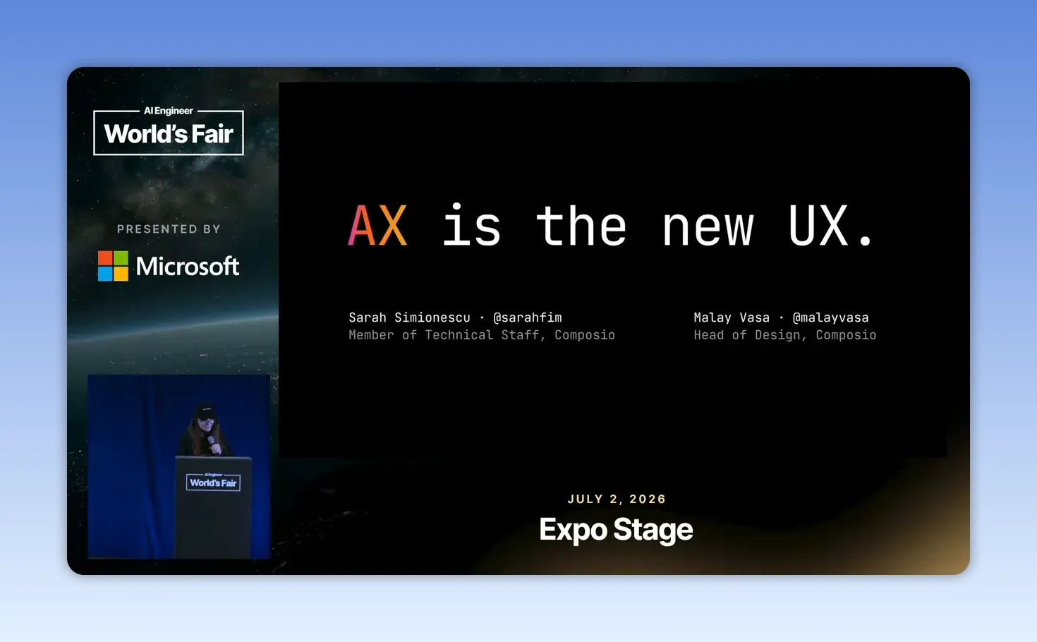 สไลด์ข้อความ AX is the new UX บนพื้นหลังสีดำ