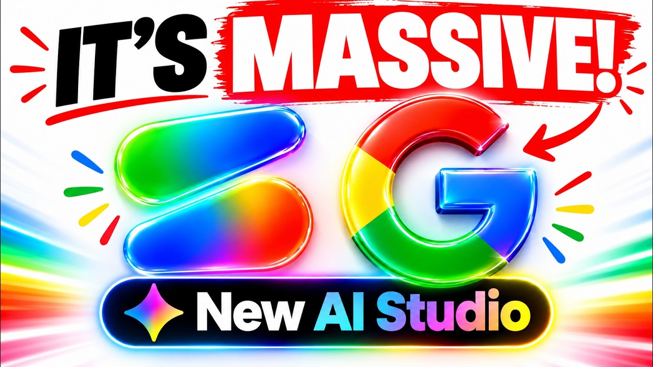 ภาพปกคลิปมีสัญลักษณ์ Google และข้อความ New AI Studio กับ IT’S MASSIVE!