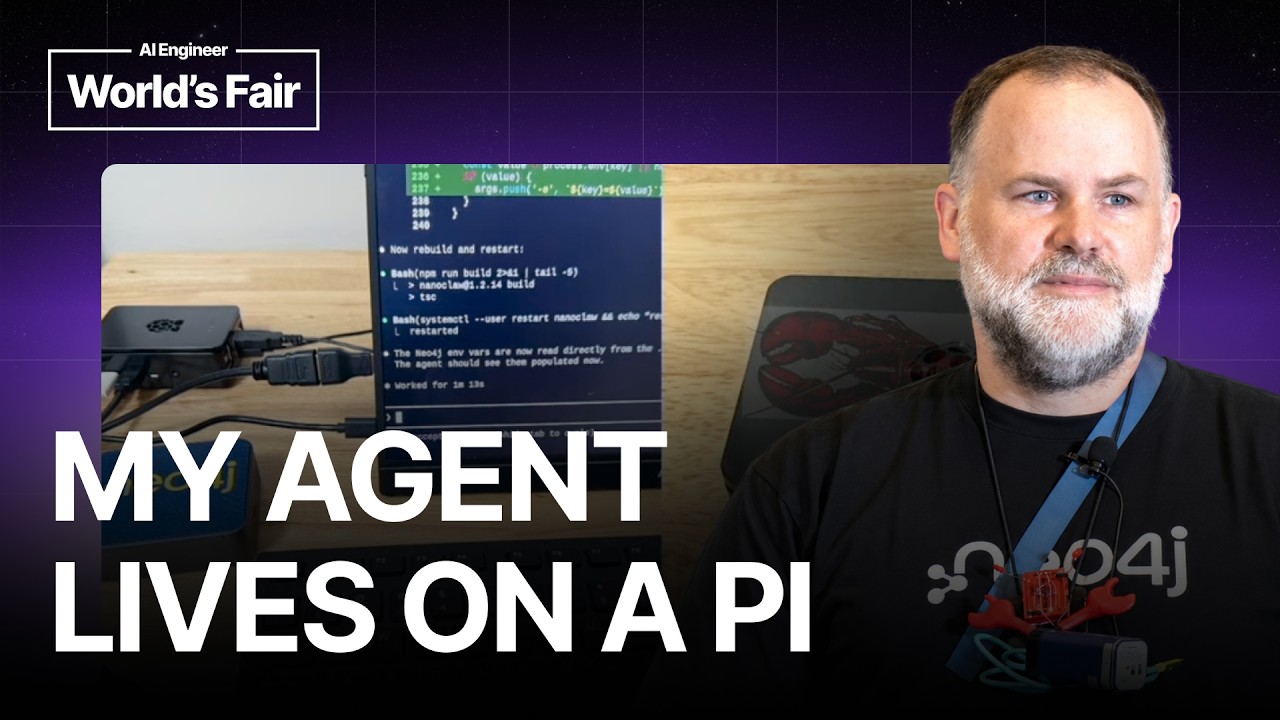 ภาพปกการบรรยาย Jeremy Adams พร้อม Raspberry Pi และข้อความ MY AGENT LIVES ON A PI