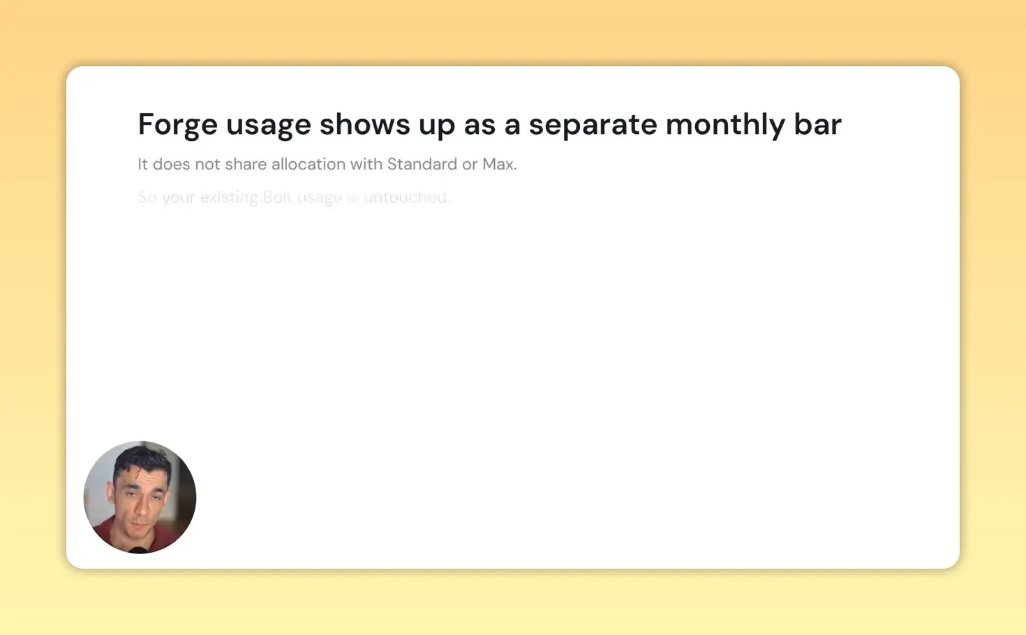 สไลด์ข้อความว่า Forge มีโควตารายเดือนแยกจาก Standard และ Max