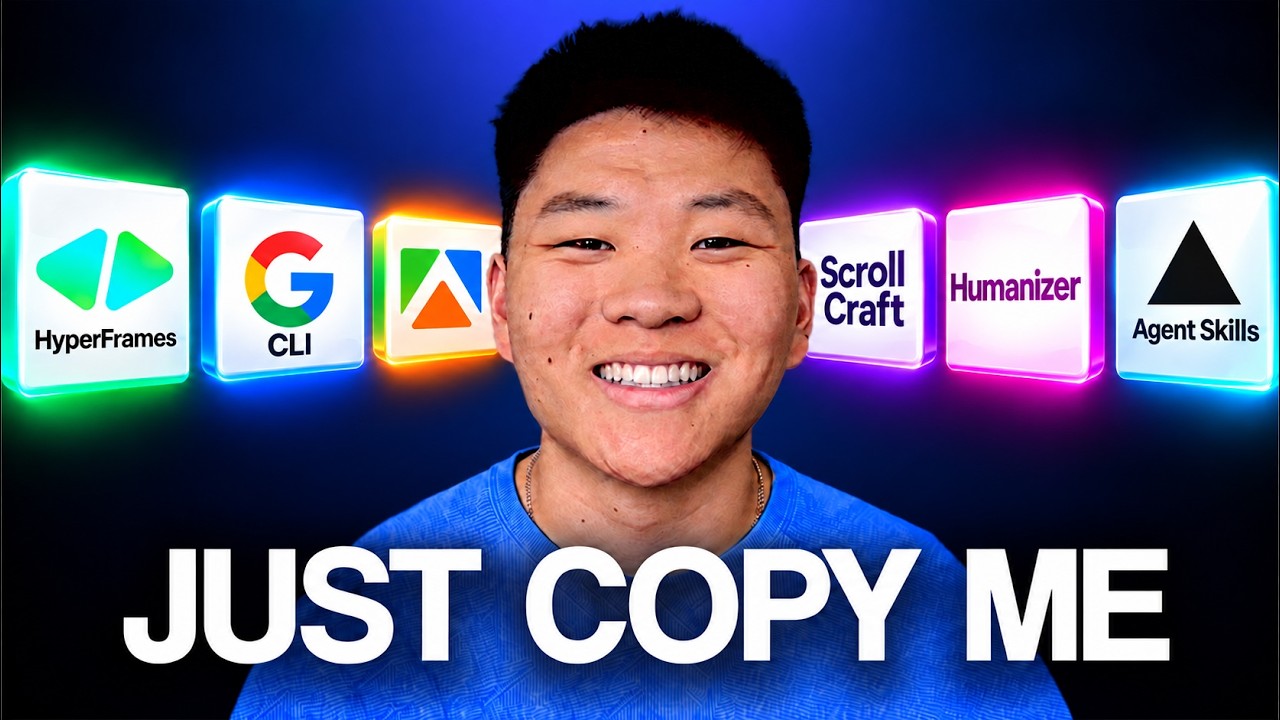 ภาพปกคลิป Nate Herk พร้อมโลโก้ Hyperframes, Google CLI, Scrollcraft, Humanizer และ Agent Skills