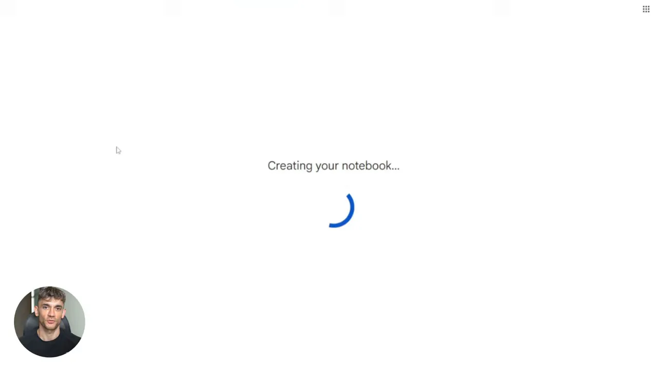 NoteBookLM screen showing 'Creating your notebook' loading spinner
