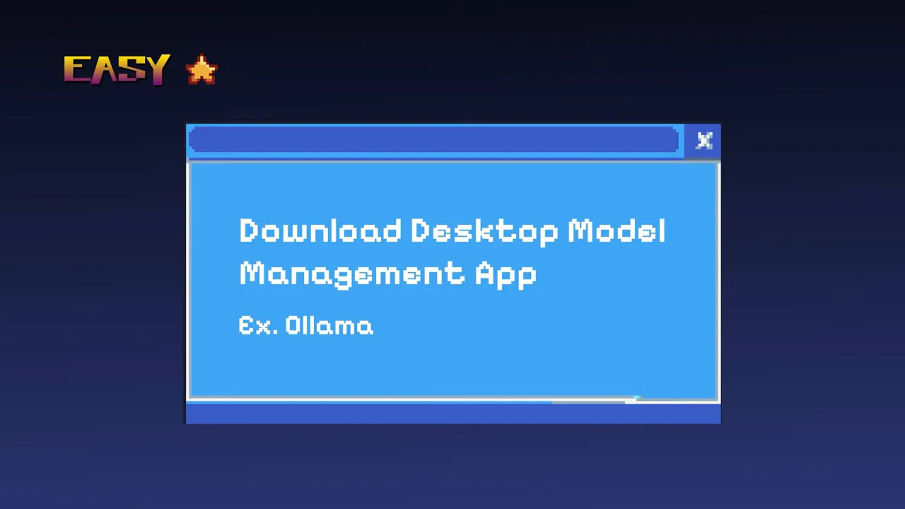 หน้าจออธิบายวิธีดาวน์โหลดโมเดลด้วย Desktop Model Management App เช่น Ollama