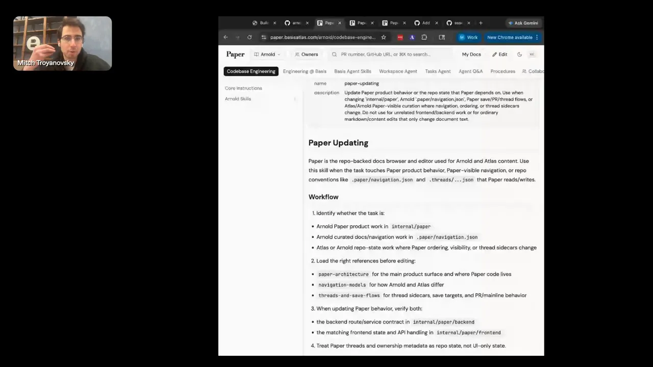 Clear Paper app screenshot showing 'Paper Updating' title, workflow bullets, and presenter inset