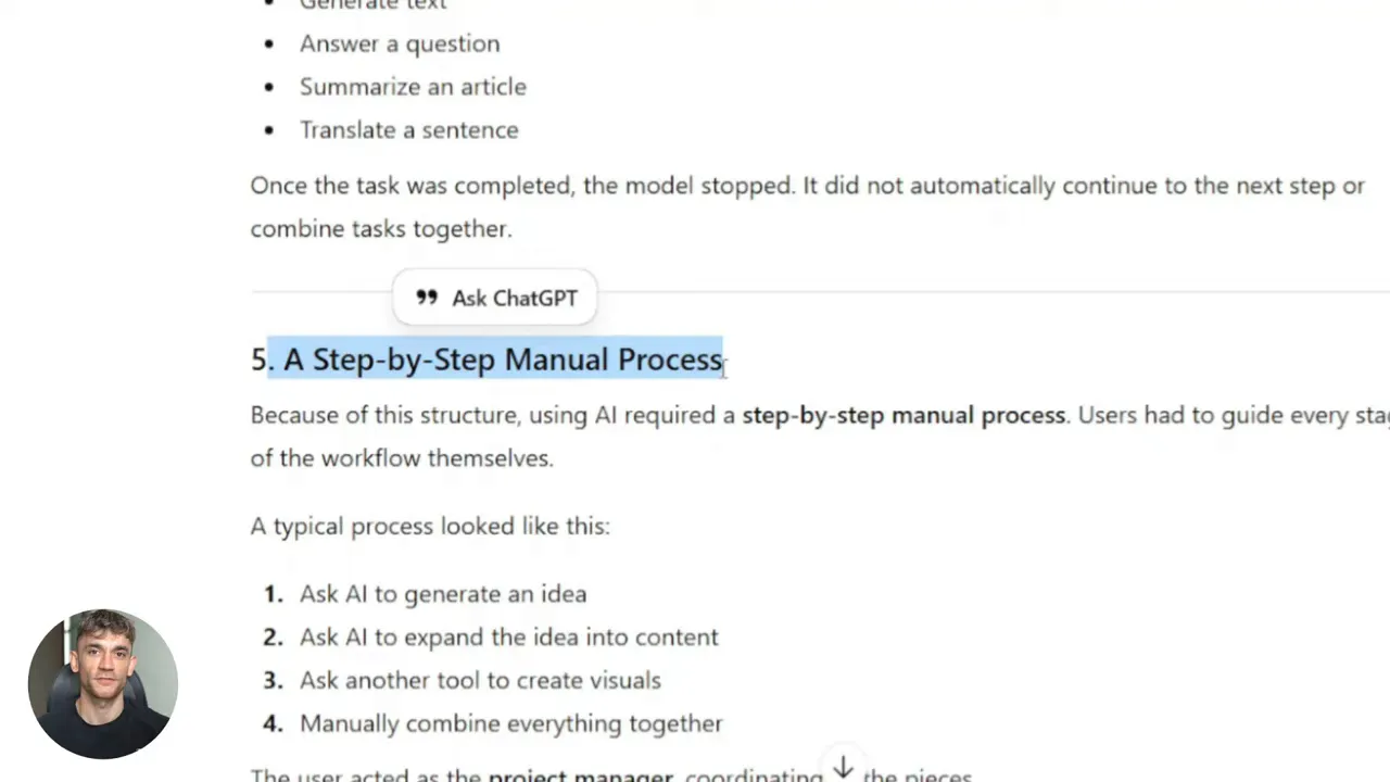 สกรีนช็อตของหัวข้อ 'A Step-by-Step Manual Process' พร้อมรายการขั้นตอนการทำงาน