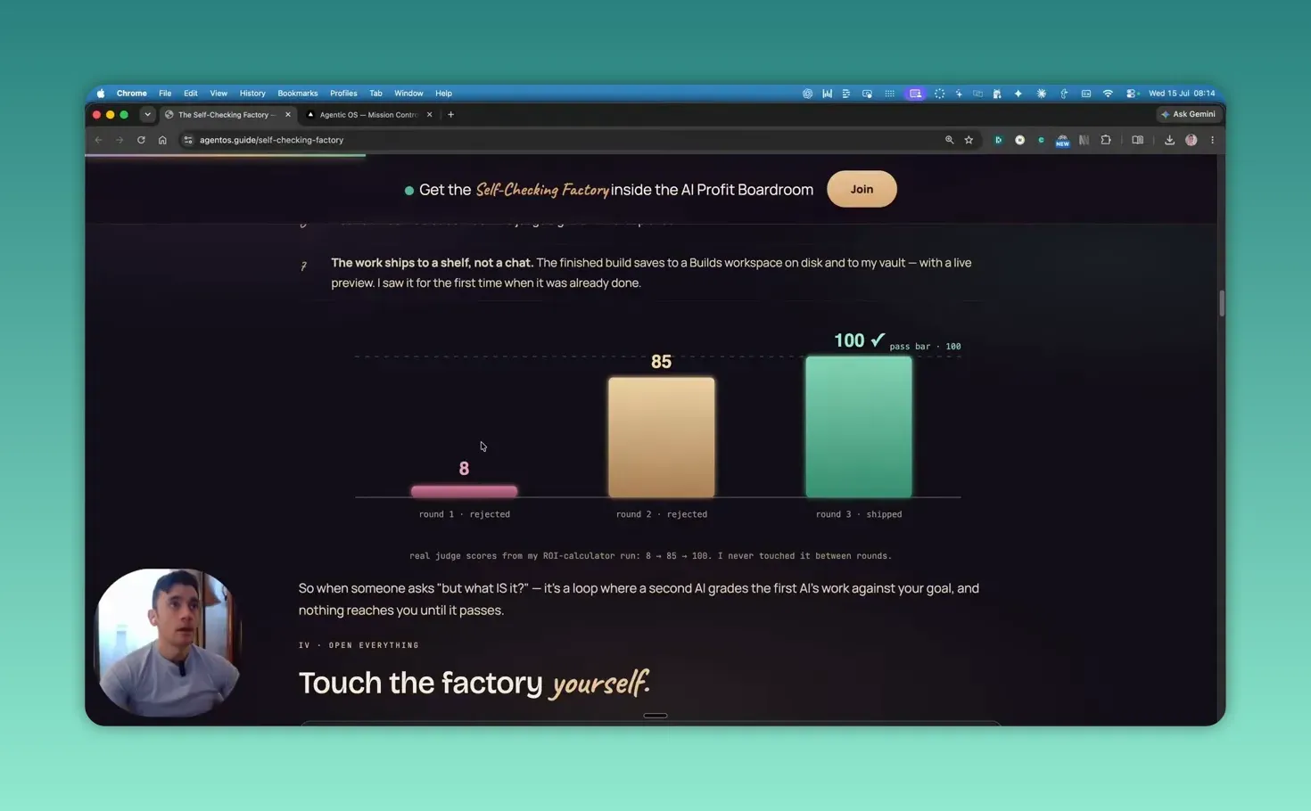 กราฟตัวอย่างคะแนน Judge 8 และ 85 ยังไม่ผ่าน ส่วน 100 ส่งต่อได้ โดยตั้งคะแนนผ่านไว้ที่ 100