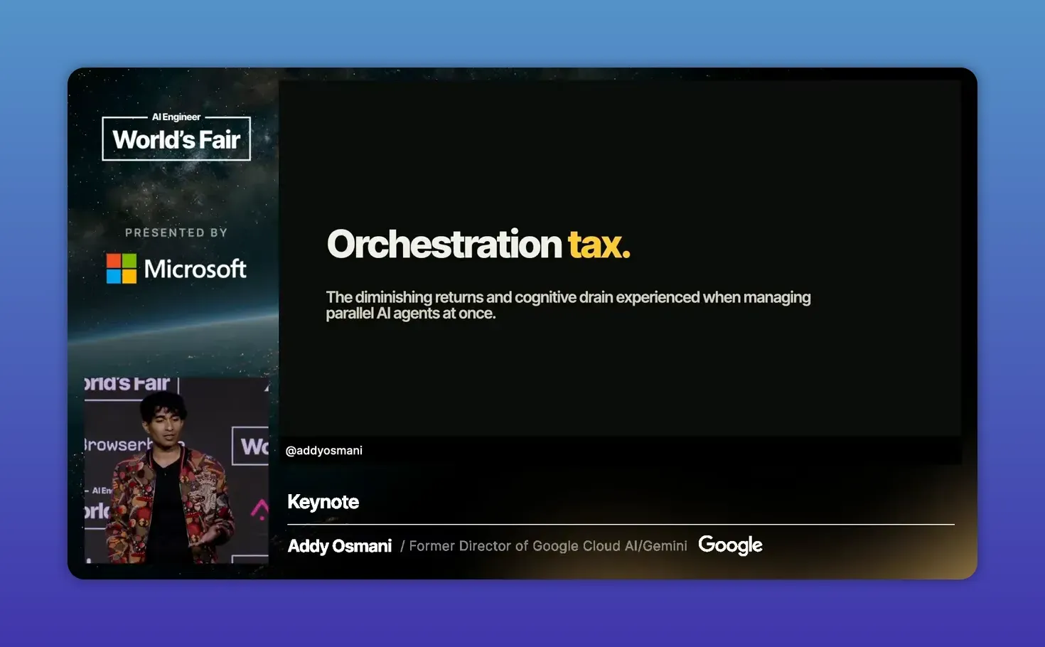 สไลด์ Orchestration tax อธิบายภาระความคิดจากการดูแล AI agents ที่ทำงานขนานกัน