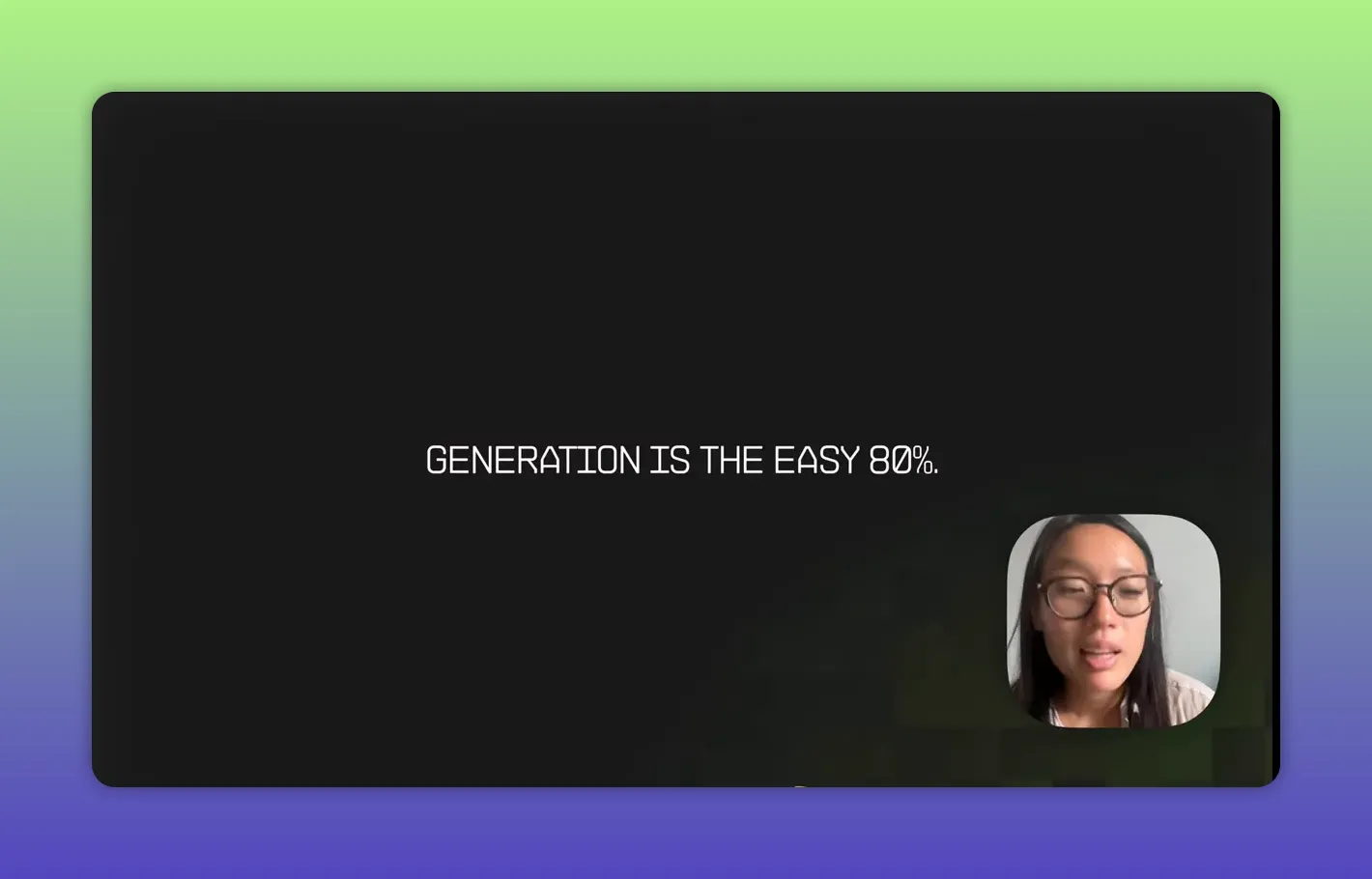 สไลด์ข้อความ GENERATION IS THE EASY 80% พร้อมภาพผู้บรรยาย